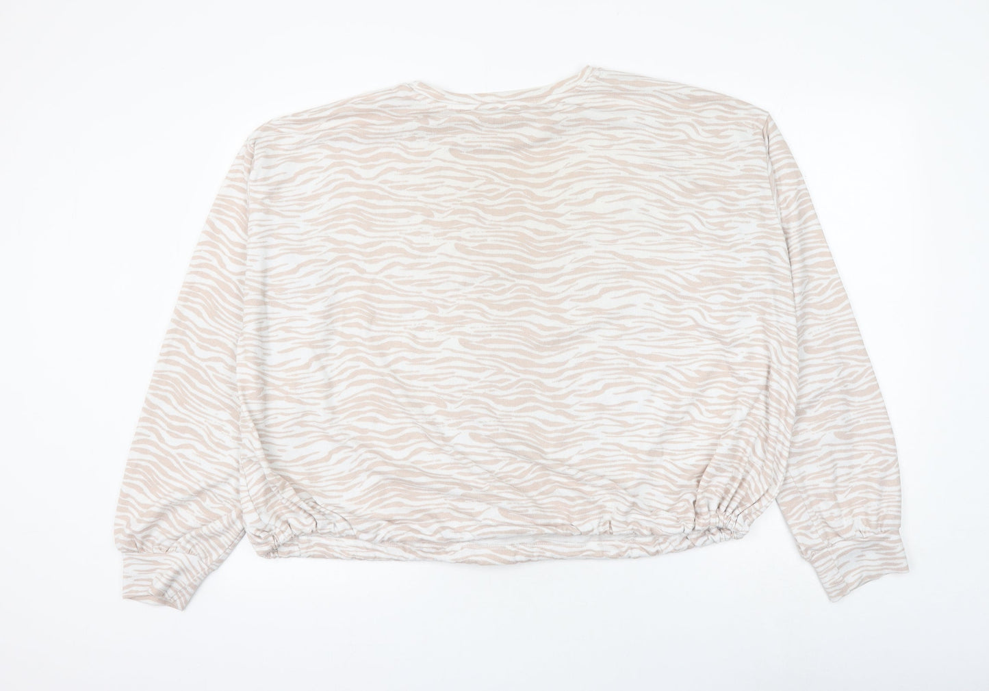 Jeff&Co Womens White Animal Print Polyester Pullover Sweatshirt Size 12 Pullover - Zebra Print