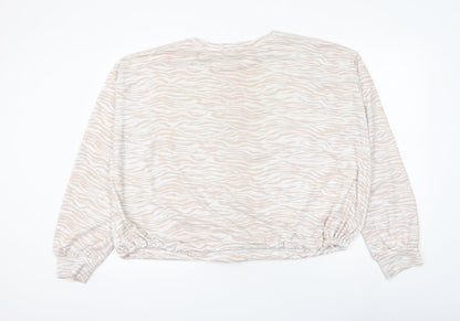 Jeff&Co Womens White Animal Print Polyester Pullover Sweatshirt Size 12 Pullover - Zebra Print
