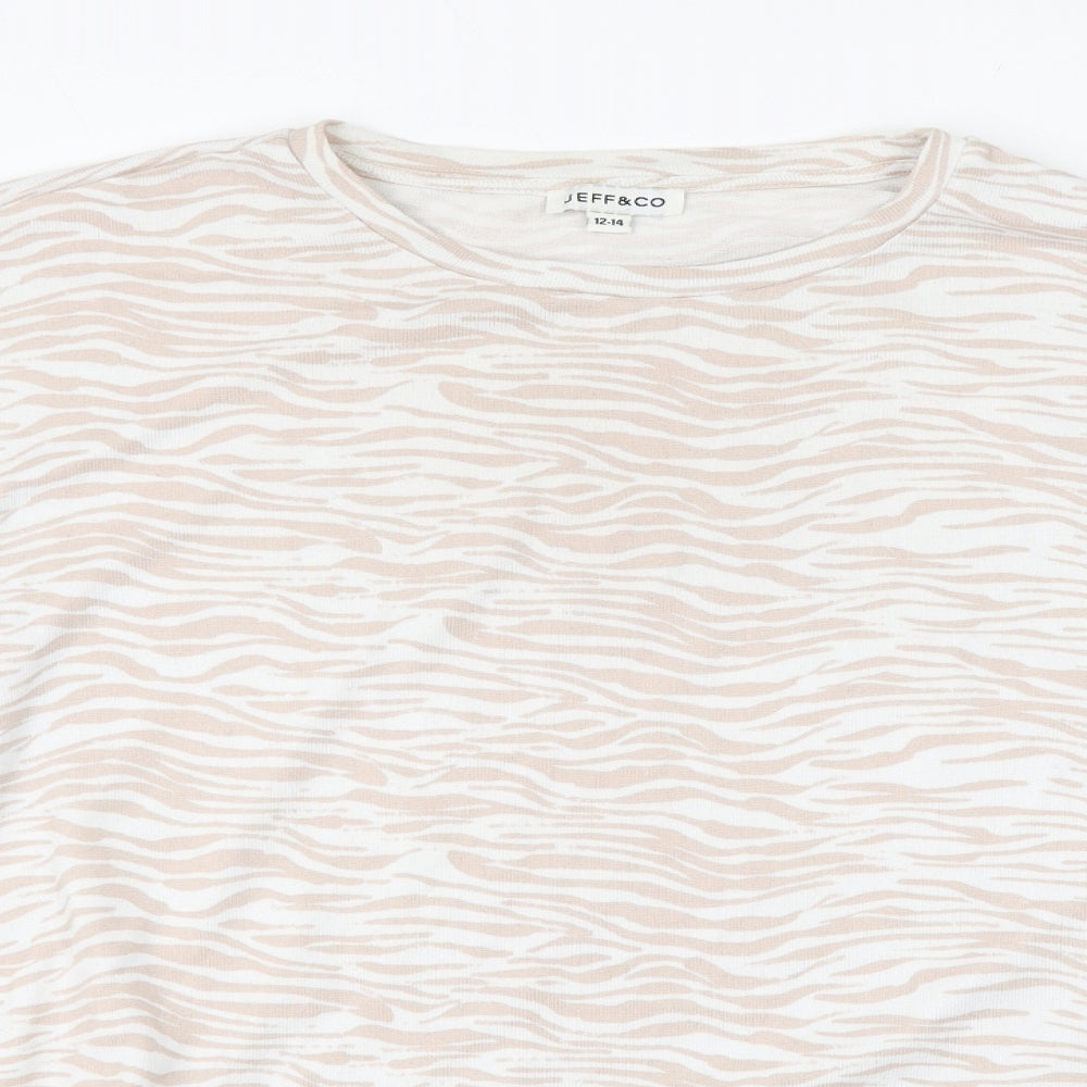 Jeff&Co Womens White Animal Print Polyester Pullover Sweatshirt Size 12 Pullover - Zebra Print
