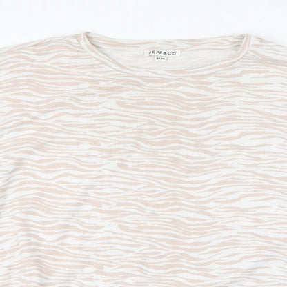 Jeff&Co Womens White Animal Print Polyester Pullover Sweatshirt Size 12 Pullover - Zebra Print