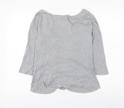 Marks and Spencer Womens Grey Cotton Basic Blouse Size 14 V-Neck