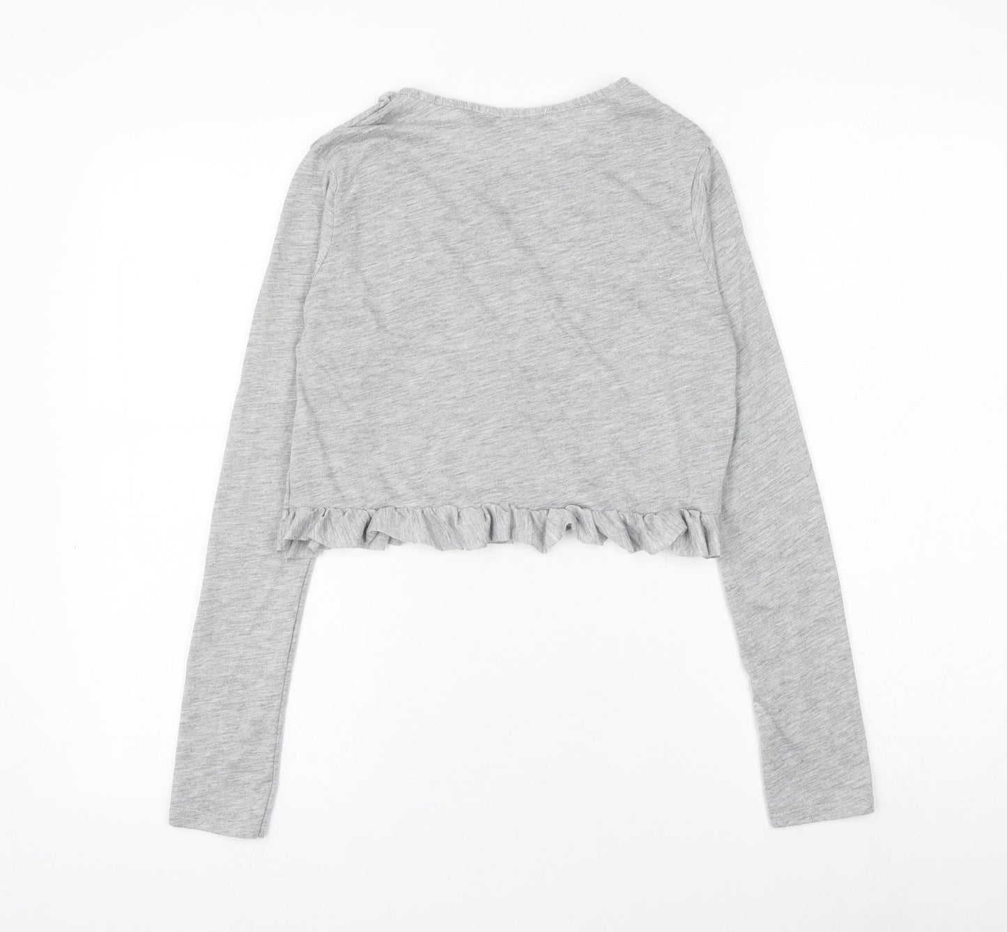 in the st Womens Grey Viscose Cropped T-Shirt Size 6 Round Neck - Darling