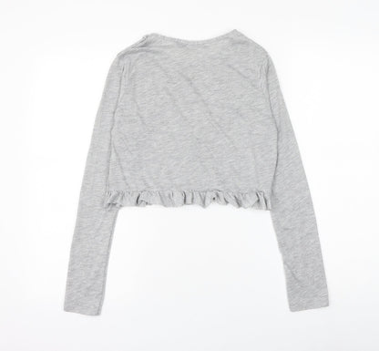 in the st Womens Grey Viscose Cropped T-Shirt Size 6 Round Neck - Darling