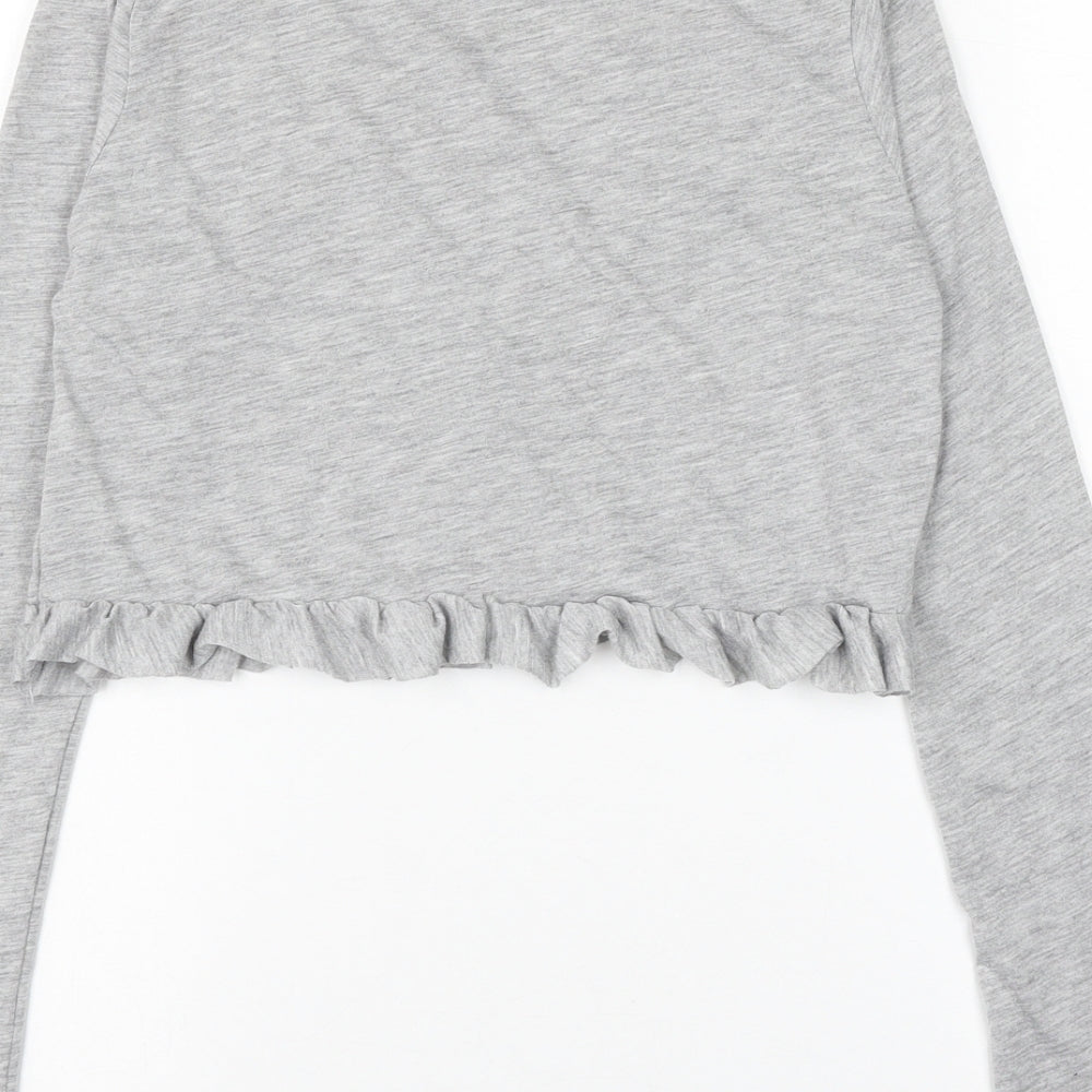 in the st Womens Grey Viscose Cropped T-Shirt Size 6 Round Neck - Darling