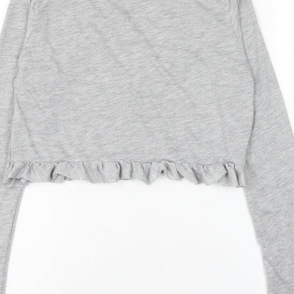 in the st Womens Grey Viscose Cropped T-Shirt Size 6 Round Neck - Darling