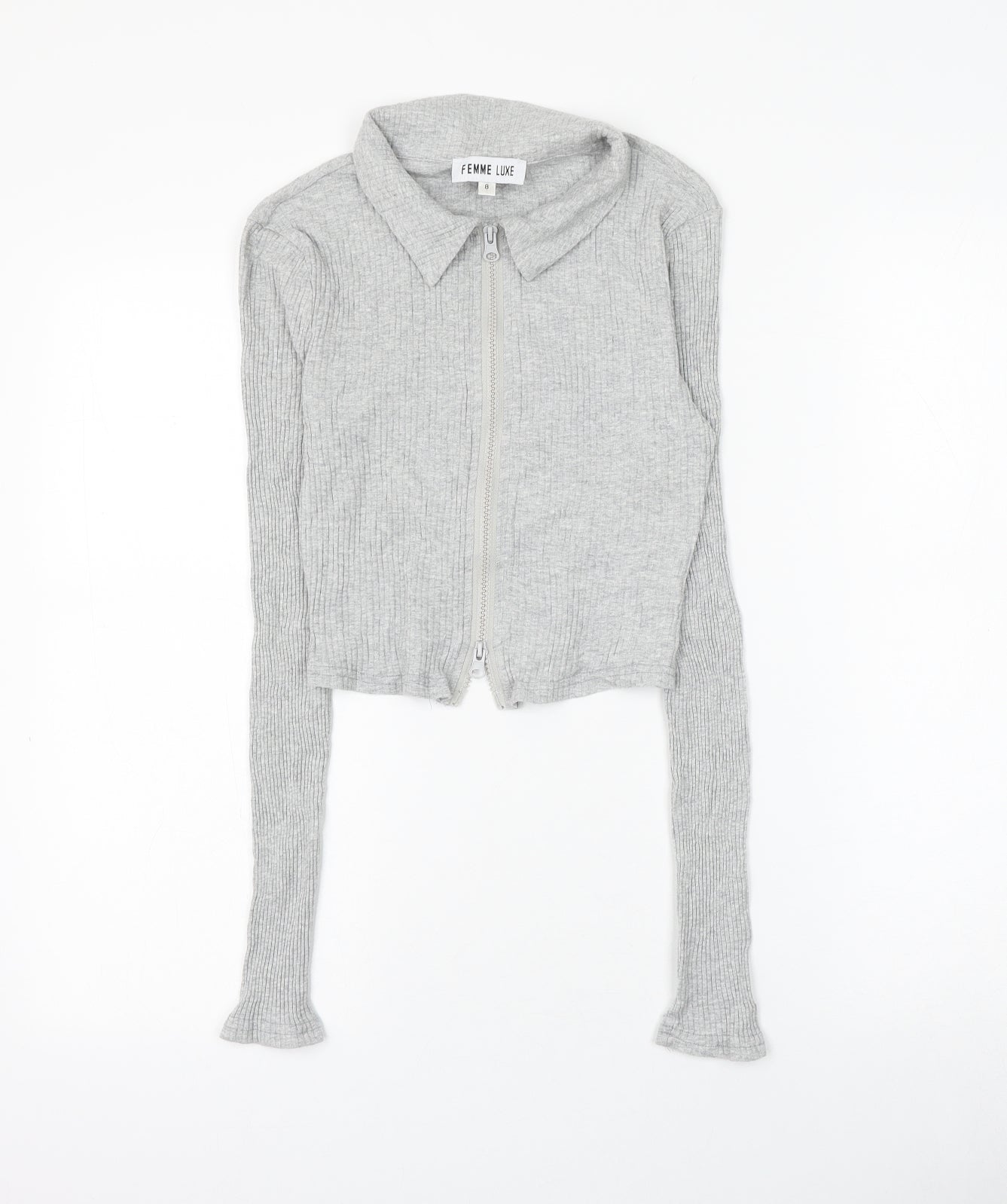 Womens UK Size 8 Femme Luxe Grey Basic Blouse