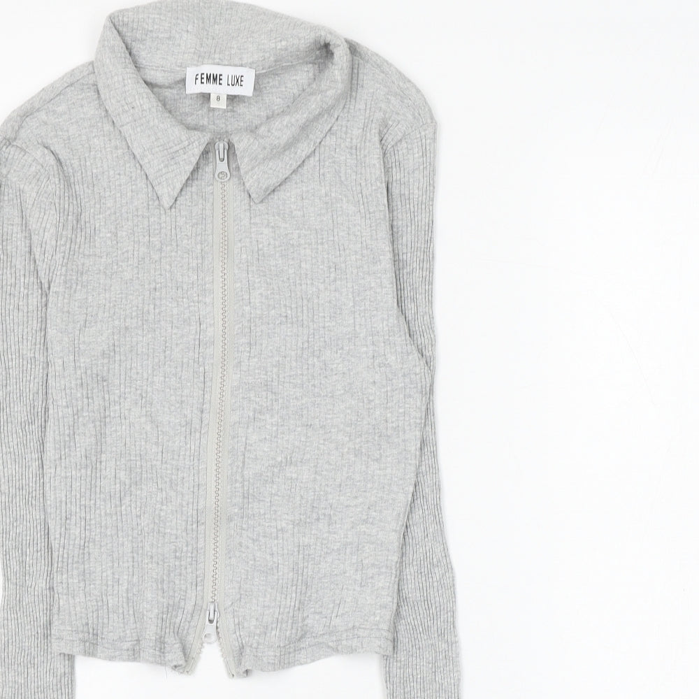 Womens UK Size 8 Femme Luxe Grey Basic Blouse