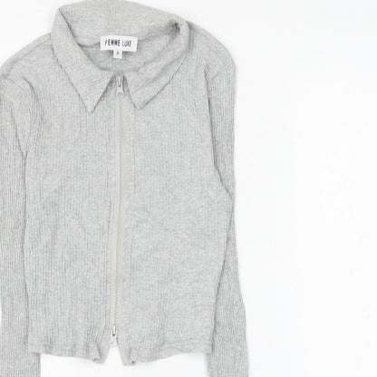 Womens UK Size 8 Femme Luxe Grey Basic Blouse
