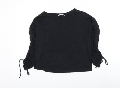 Womens UK Size S Mango Black Basic T-Shirt