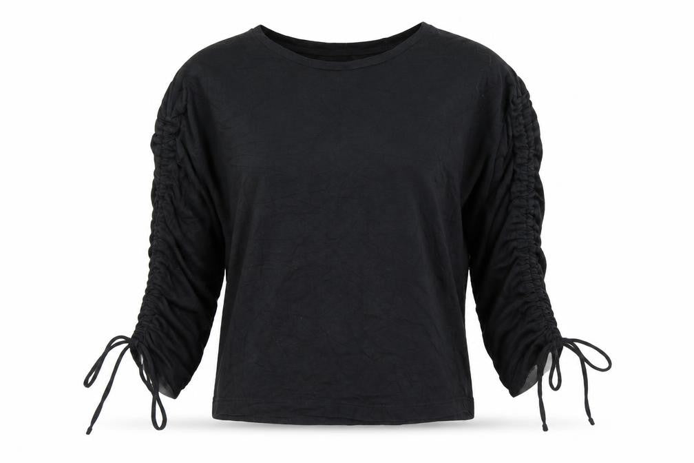 Womens UK Size S Mango Black Basic T-Shirt