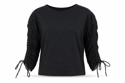 Womens UK Size S Mango Black Basic T-Shirt