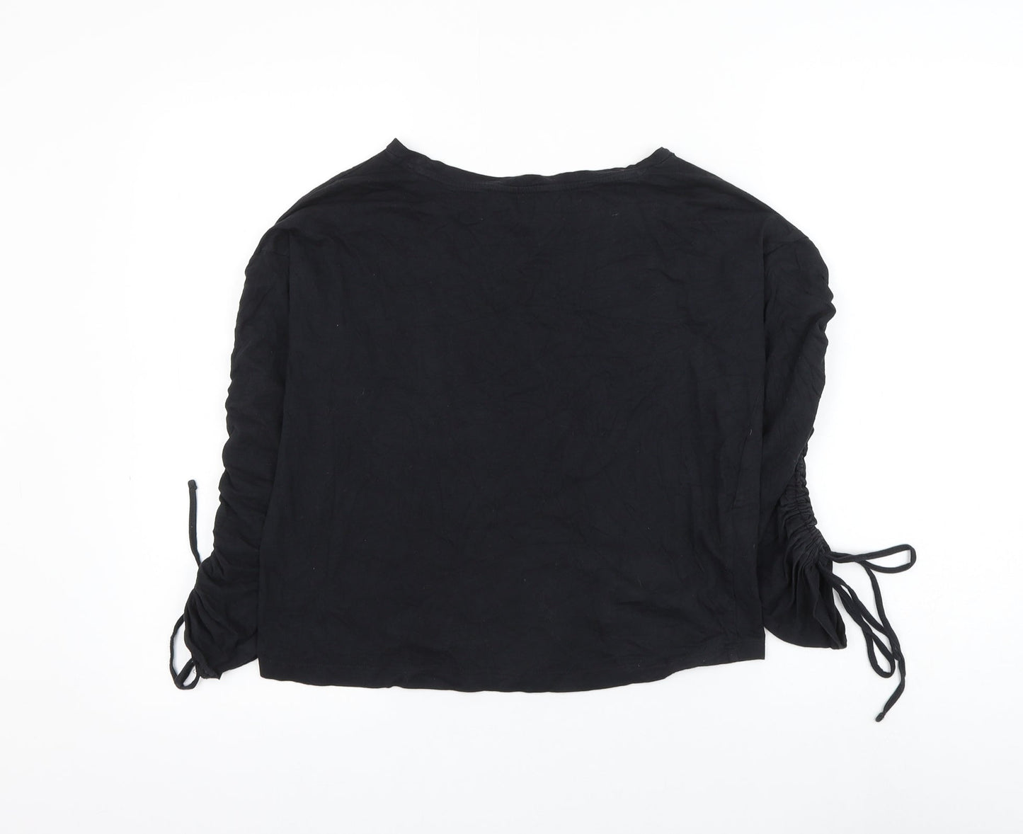 Womens UK Size S Mango Black Basic T-Shirt