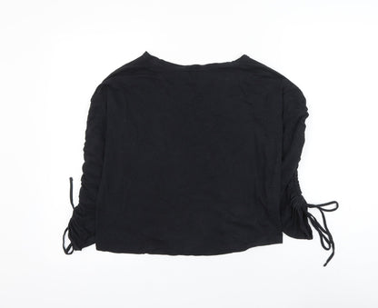 Womens UK Size S Mango Black Basic T-Shirt