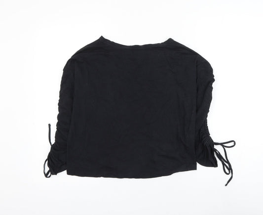 Womens UK Size S Mango Black Basic T-Shirt