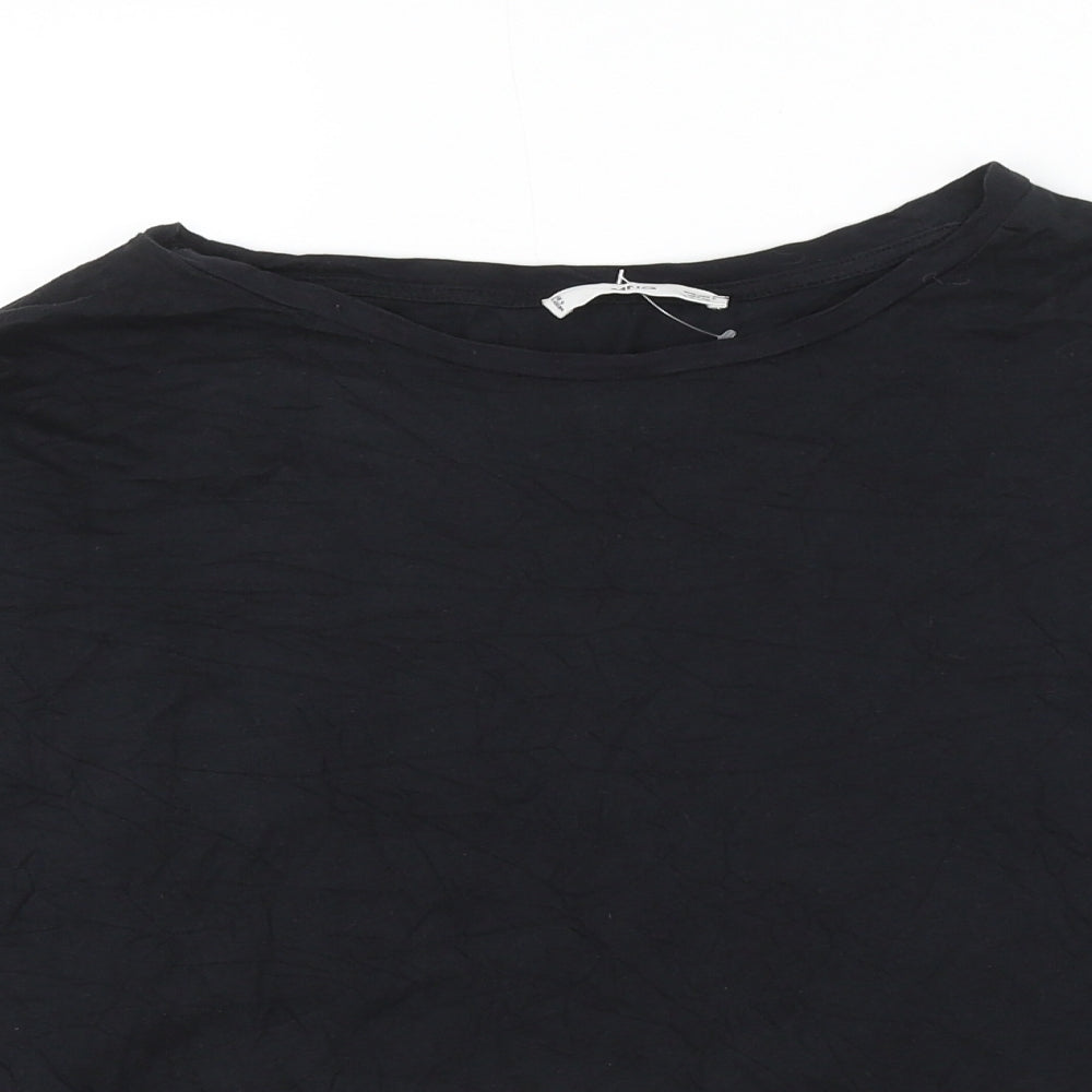 Womens UK Size S Mango Black Basic T-Shirt