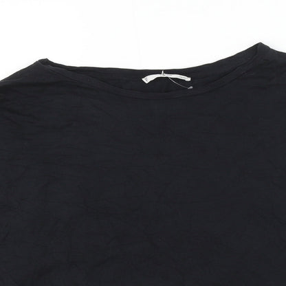 Womens UK Size S Mango Black Basic T-Shirt