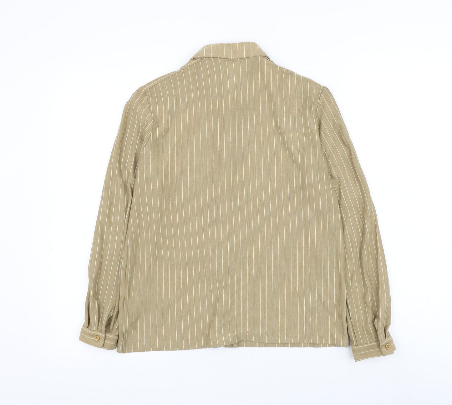 Match Set Womens Brown Striped Polyester Basic Button-Up Size 12 Collared