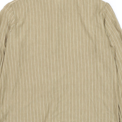 Match Set Womens Brown Striped Polyester Basic Button-Up Size 12 Collared