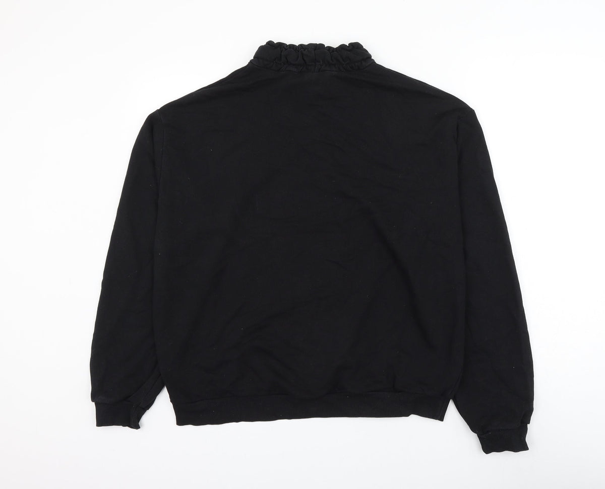 Topshop Womens Black Cotton Pullover Sweatshirt Size 10 Pullover