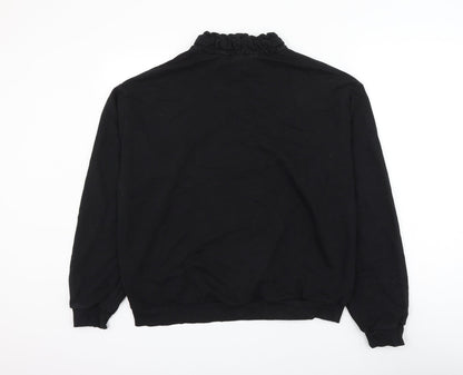 Topshop Womens Black Cotton Pullover Sweatshirt Size 10 Pullover