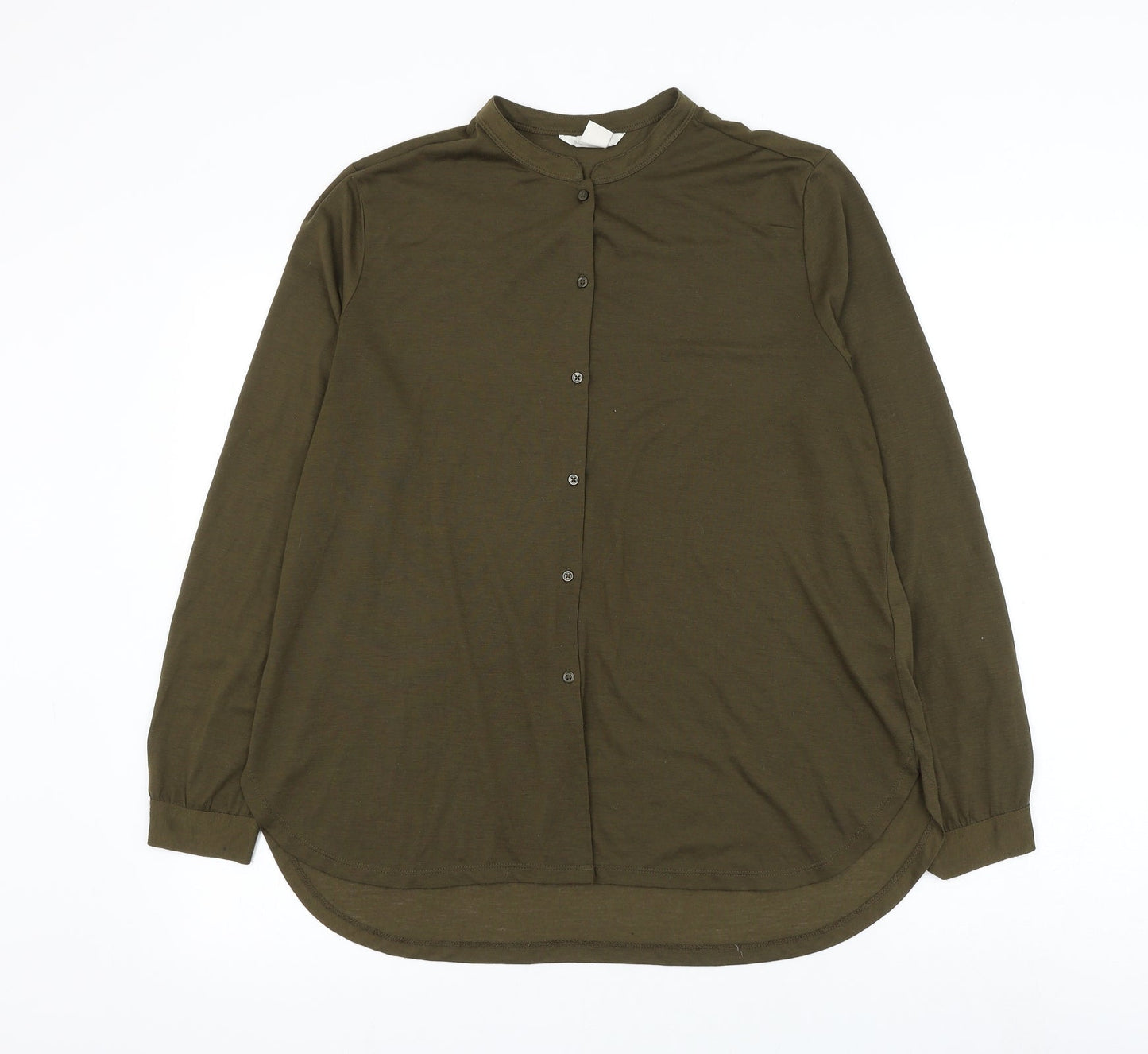 Womens UK Size M H&M Green Basic Button-Up