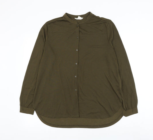Womens UK Size M H&M Green Basic Button-Up
