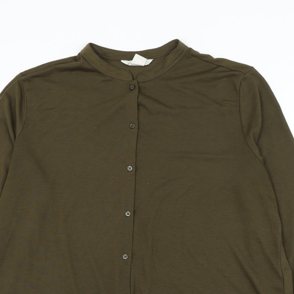Womens UK Size M H&M Green Basic Button-Up
