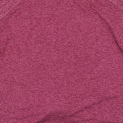 prew Womens Pink Polyester Basic Blouse Size L Boat Neck - Cold Shoulder Knot Front