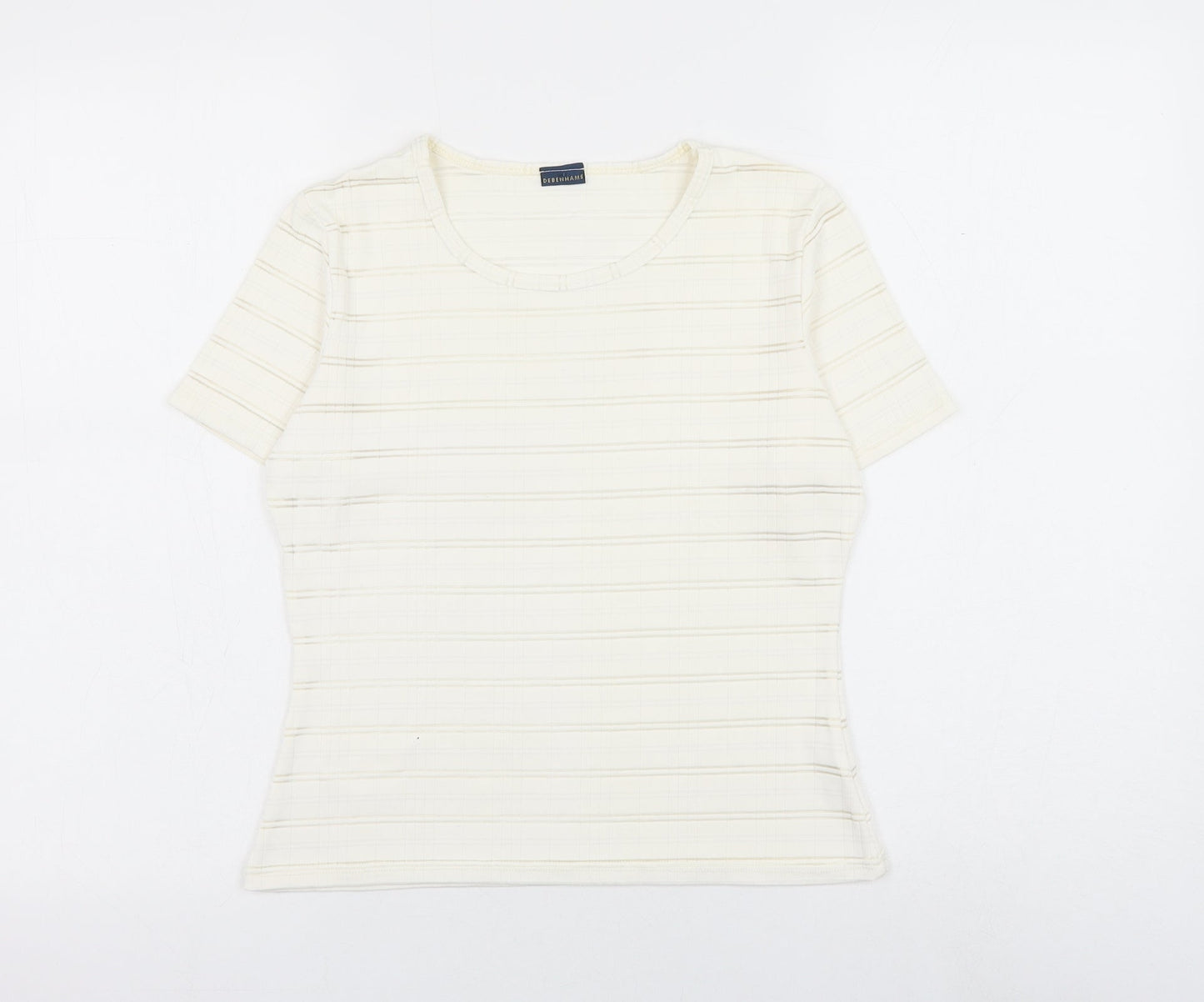 Womens UK Size 10 Debenhams White Basic T-Shirt