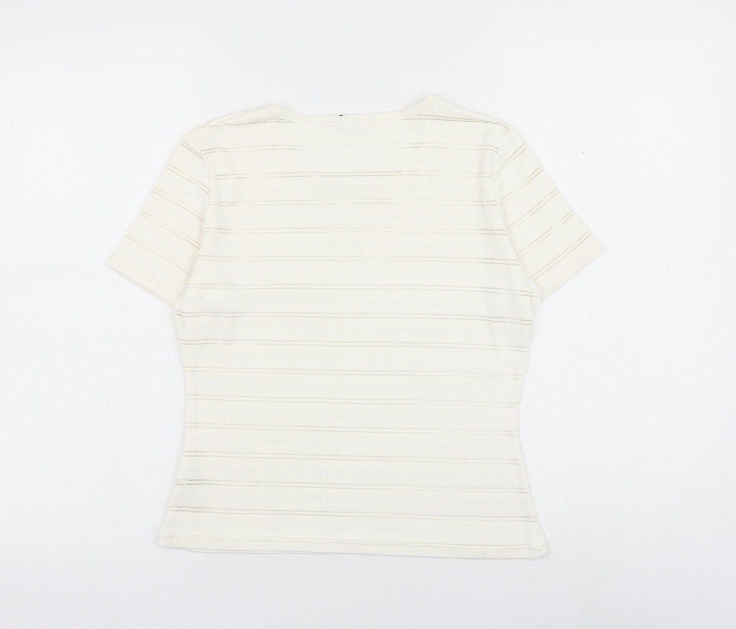 Womens UK Size 10 Debenhams White Basic T-Shirt