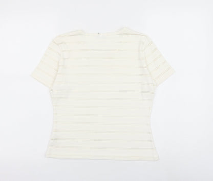 Womens UK Size 10 Debenhams White Basic T-Shirt