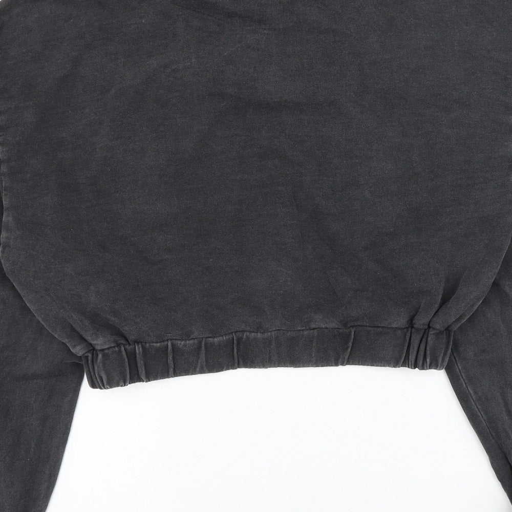 Boohoo Womens Grey Cotton Pullover Sweatshirt Size S Button