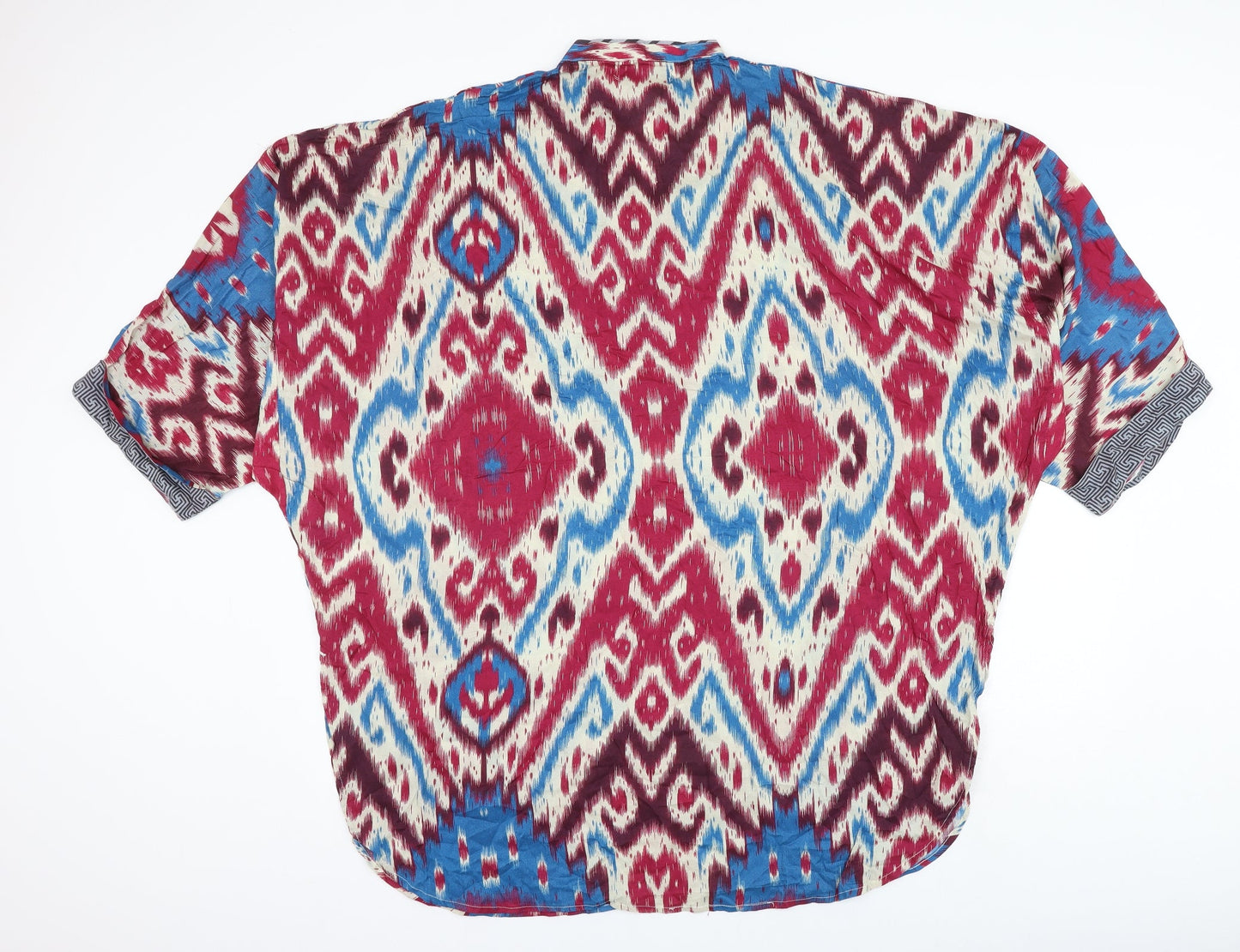 Sana Safinaz Womens Multicoloured Geometric Viscose Basic Blouse Size M V-Neck