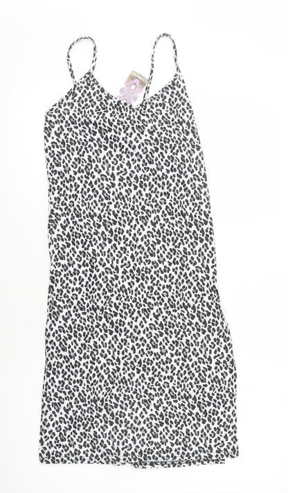 Boohoo Womens White Animal Print Polyester Bodycon Size 10 V-Neck Pullover