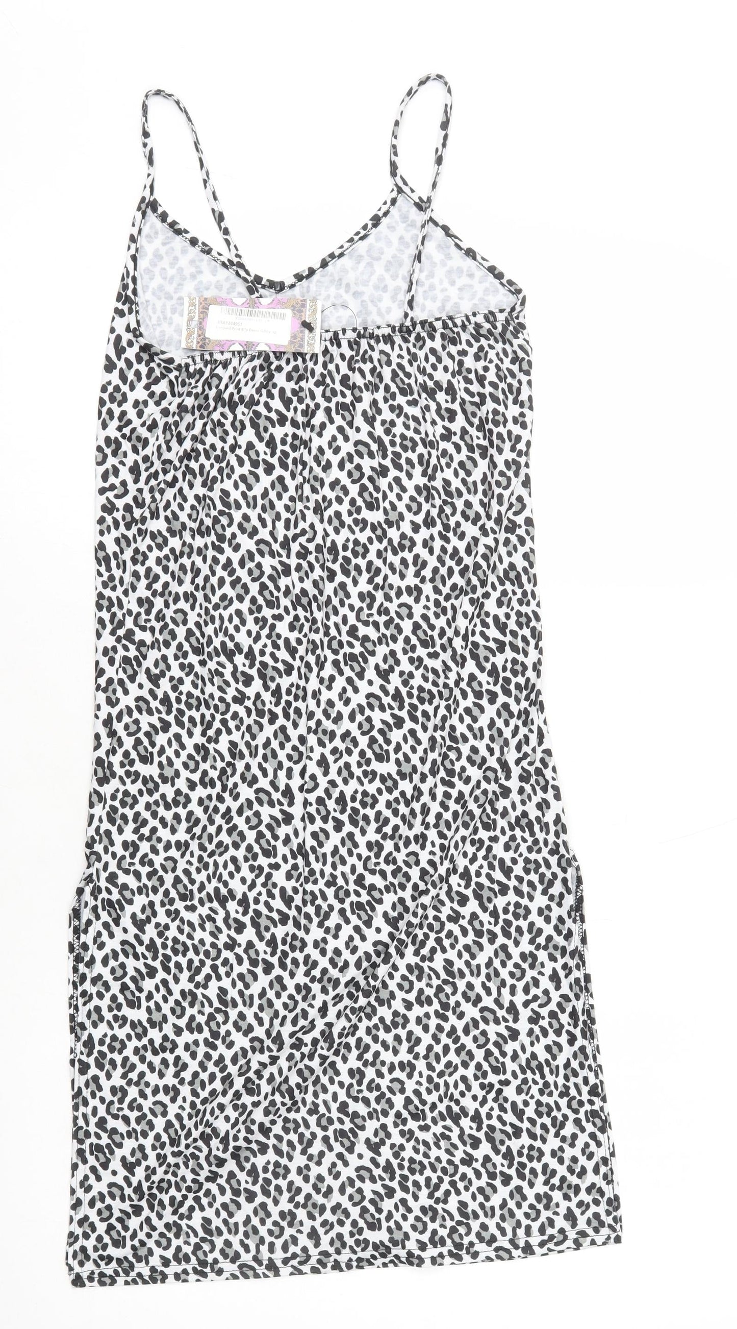 Boohoo Womens White Animal Print Polyester Bodycon Size 10 V-Neck Pullover
