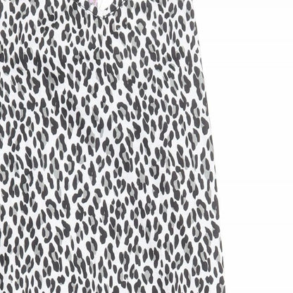 Boohoo Womens White Animal Print Polyester Bodycon Size 10 V-Neck Pullover