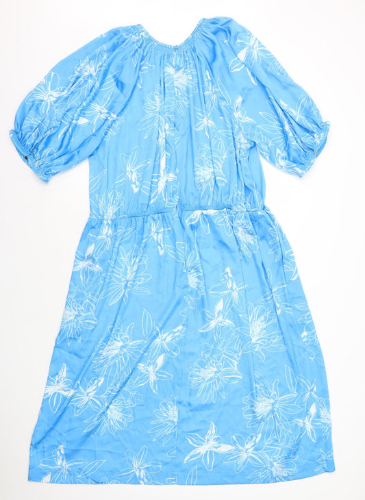 Autograph Womens Blue Floral Polyester Maxi Size 20 Round Neck Pullover