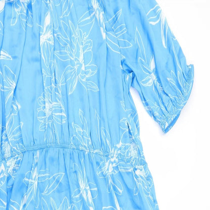 Autograph Womens Blue Floral Polyester Maxi Size 20 Round Neck Pullover