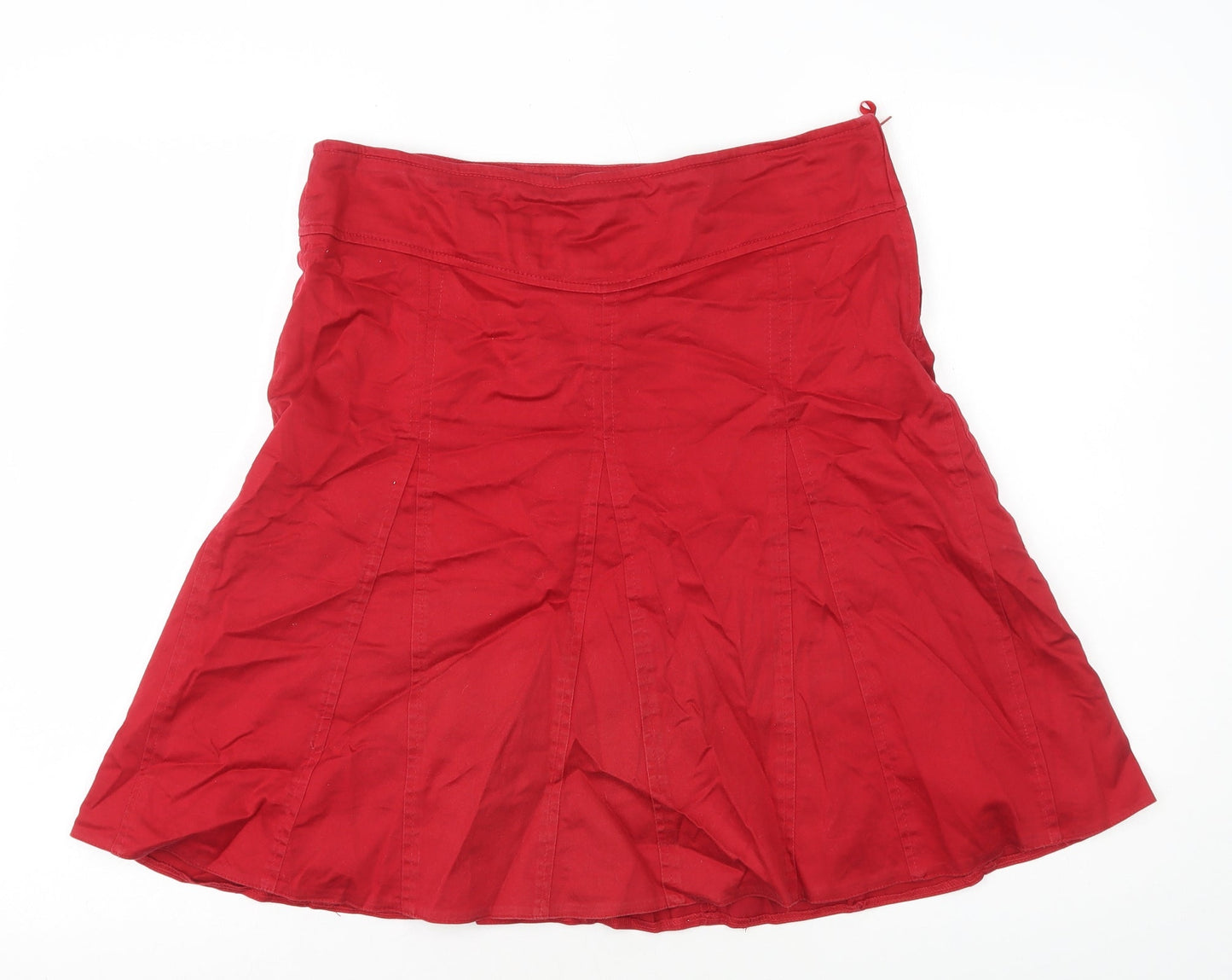 LIVRE Womens Red Cotton Pleated Skirt Size 10 Zip