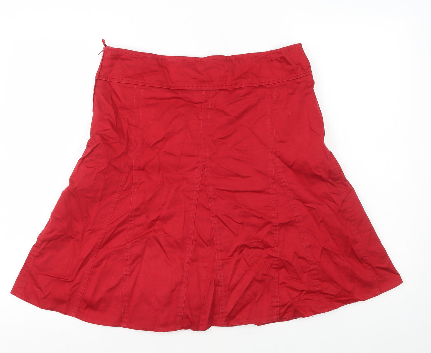 LIVRE Womens Red Cotton Pleated Skirt Size 10 Zip