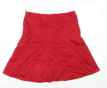 LIVRE Womens Red Cotton Pleated Skirt Size 10 Zip