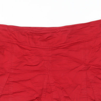 LIVRE Womens Red Cotton Pleated Skirt Size 10 Zip
