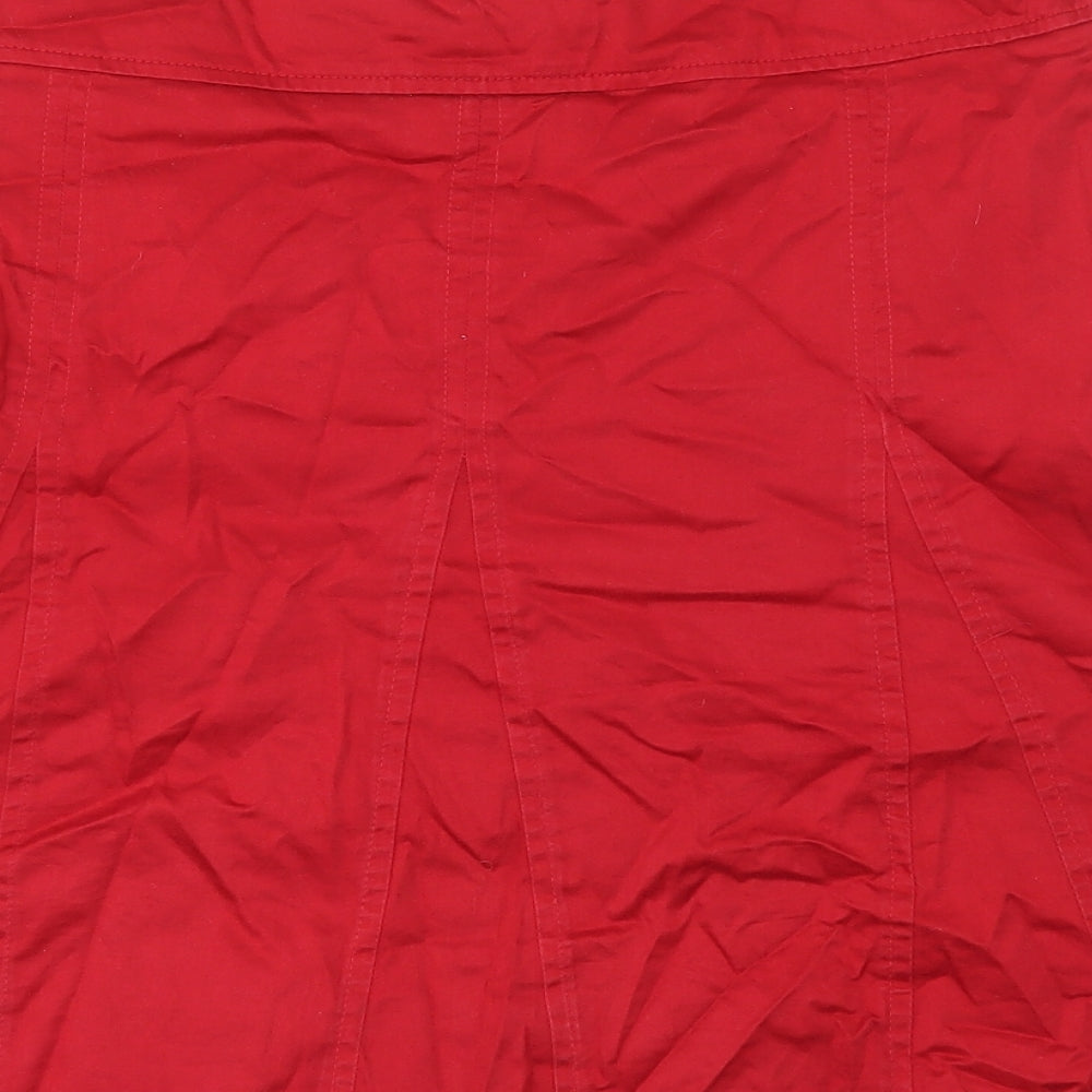 LIVRE Womens Red Cotton Pleated Skirt Size 10 Zip