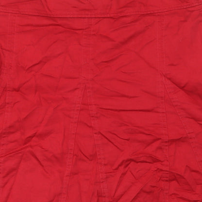 LIVRE Womens Red Cotton Pleated Skirt Size 10 Zip