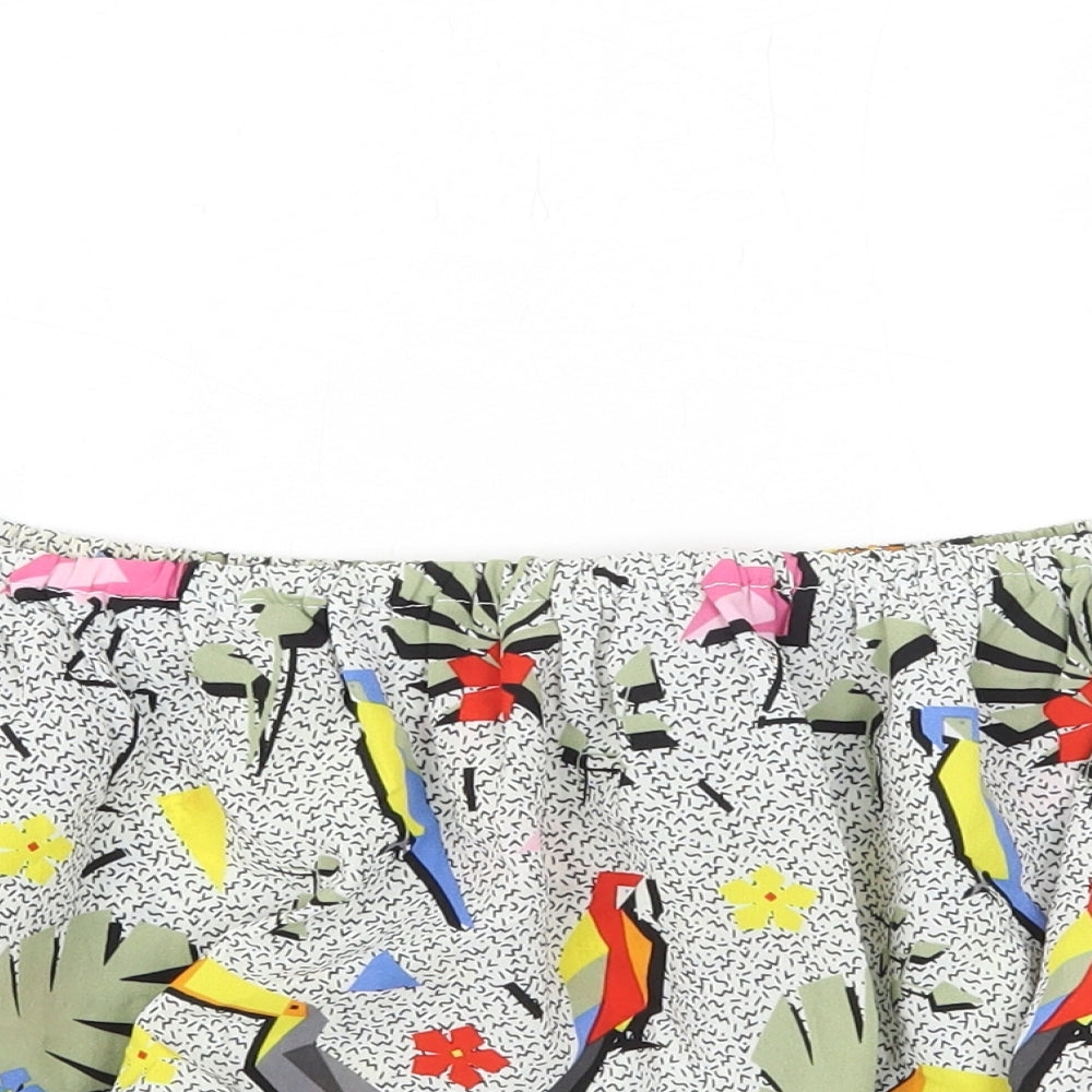 Compania Fantastica Womens Multicoloured Geometric Polyester Cropped T-Shirt Size S Off the Shoulder - Bird Print