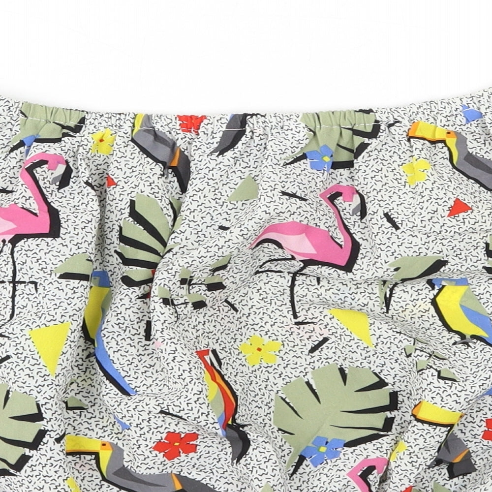 Compania Fantastica Womens Multicoloured Geometric Polyester Cropped T-Shirt Size S Off the Shoulder - Bird Print