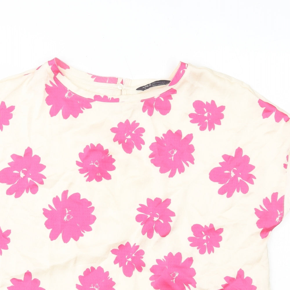 Womens UK Size 10 Marks and Spencer Pink Basic T-Shirt