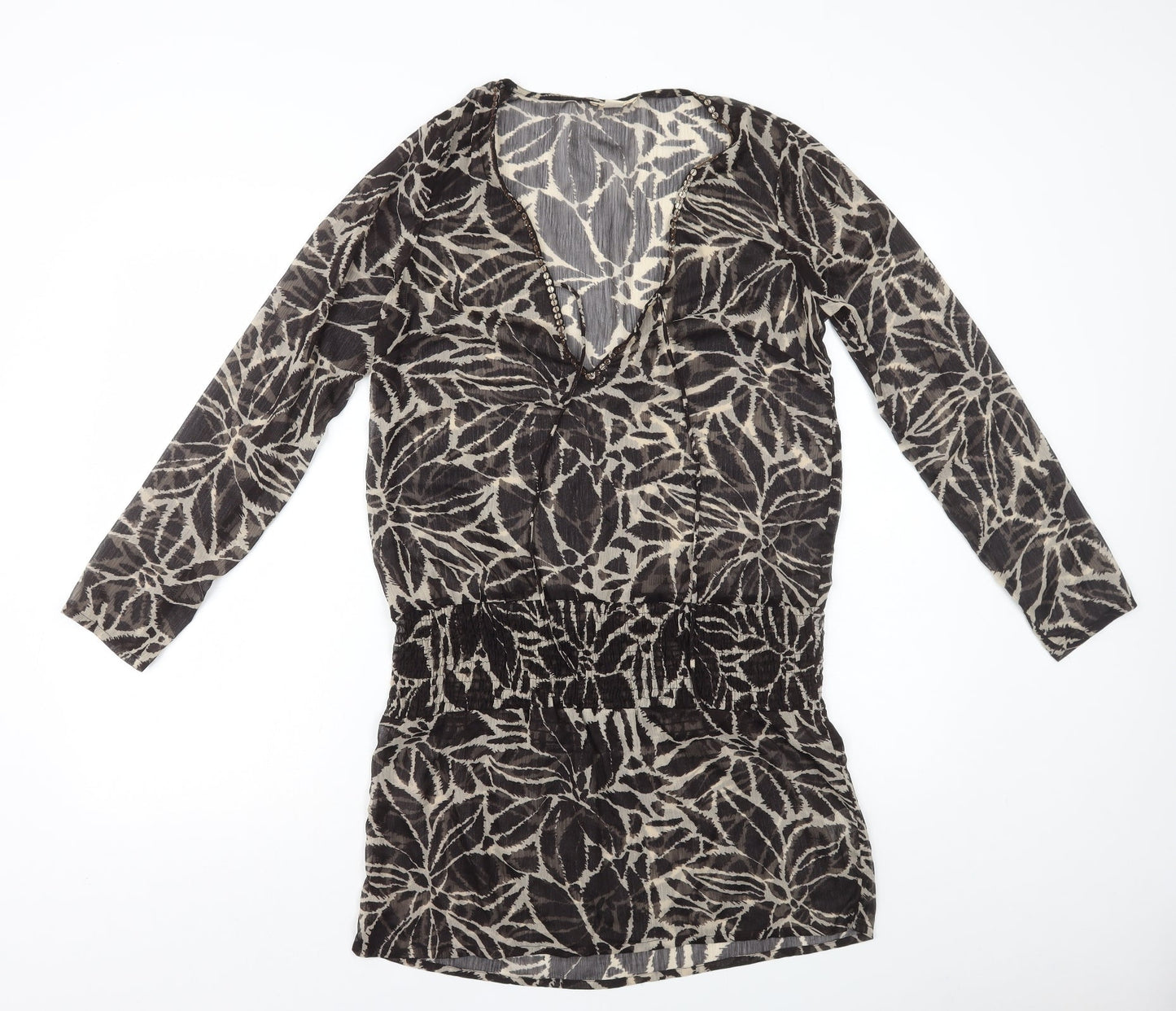 Accessorize Womens Brown Geometric Polyester Cover Up Size S