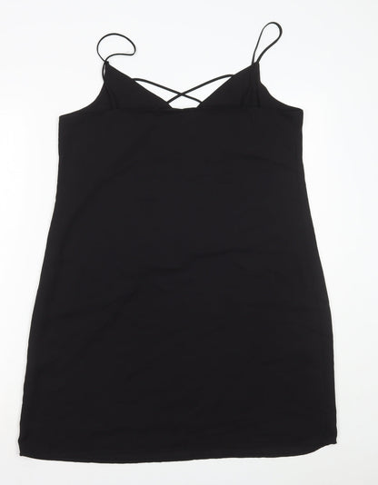 Pimkie Womens Black Polyester Slip Dress Size L V-Neck Pullover