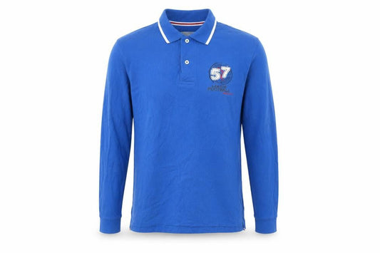 Avenue Mens Blue Cotton Polo Size M Collared Button - League Football